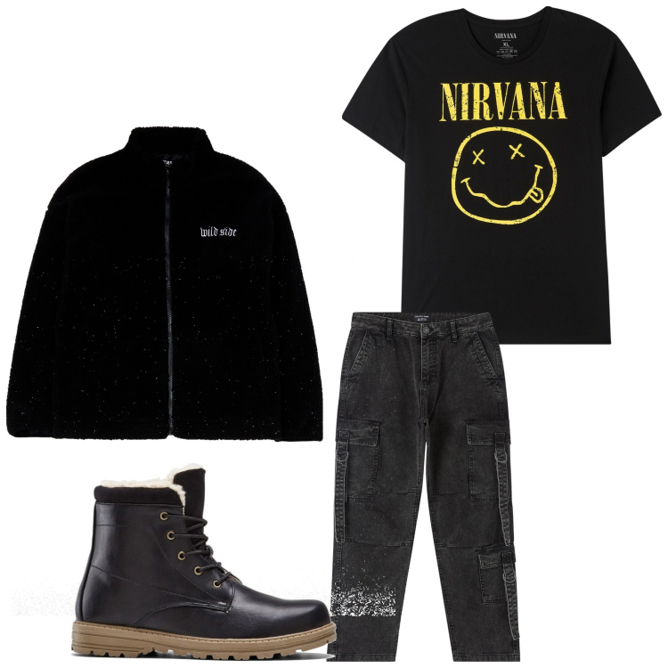 Outfit uomo - Rocker. Stile Biker Rock per Tutti i giorni. Abbinamento con stivali e stivaletti, giacche, jeans, t-shirt.