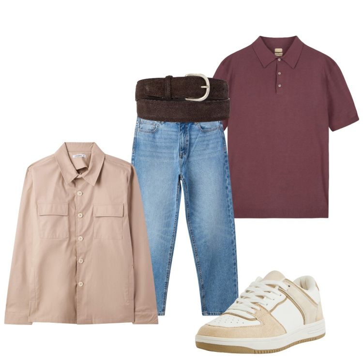Outfit uomo - Total look #2112130. Stile Casual per Tutti i giorni. Abbinamento con sneakers, jeans, cappotti, cinture, polo.