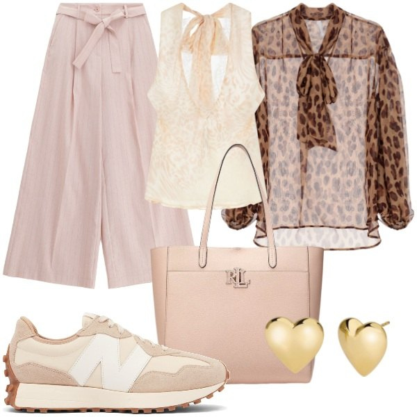 Outfit donna - Urban Edge IMPERIAL. Stile Glamour per Ufficio. Abbinamento con orecchini, sneakers, top, camicie, pantaloni, borse tote.