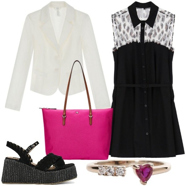 Outfit donna - IMPERIAL SS 2025: Urban Edge. Stile Glamour per Ufficio. Abbinamento con anelli, vestiti corti, blazer, borse tote, zeppe.