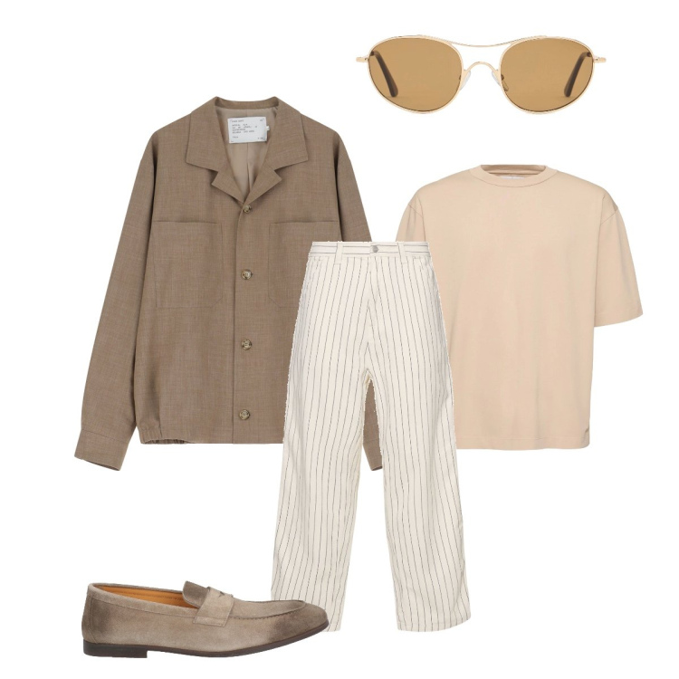 Outfit uomo - Total look #2112212. Stile Trendy per Tutti i giorni. Abbinamento con scarpe stringate, cappotti, occhiali da sole, jeans, t-shirt.