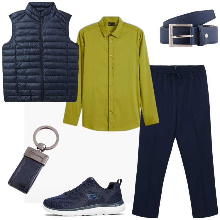 Outfit uomo - Freedom. Stile Casual per Tutti i giorni. Abbinamento con sneakers, camicie, piumini, pantaloni, portachiavi, cinture.