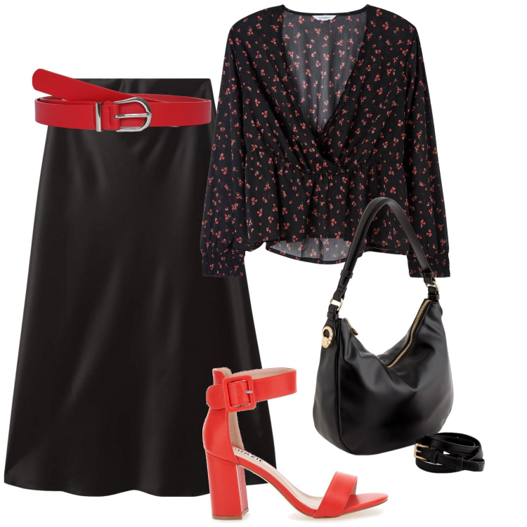 Outfit donna - Gonne a trapezio. Stile Romantica per Tutti i giorni. Abbinamento con bluse, cinture, gonne lunghe, sandali col tacco, borse a tracolla.