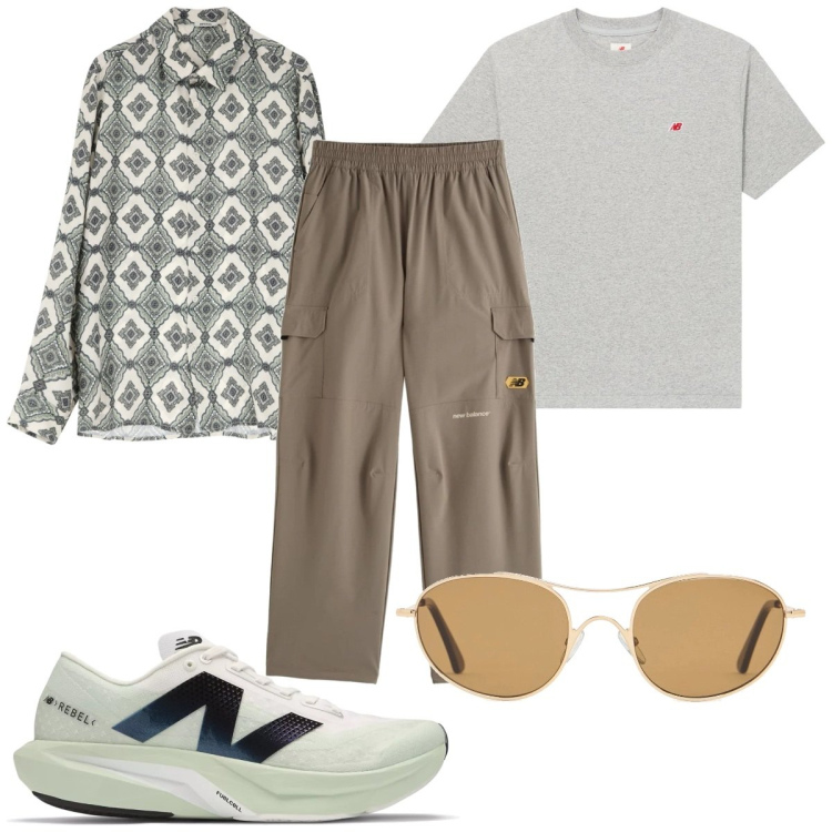 Outfit uomo - Total look #2112433. Stile Trendy per Tutti i giorni. Abbinamento con t-shirt, sneakers, pantaloni, camicie, occhiali da sole.