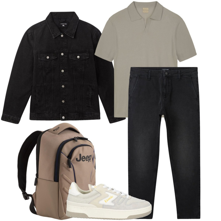 Outfit uomo - La polo tortora. Stile Casual per Ufficio. Abbinamento con sneakers, giacche, jeans, polo, borse sportive.
