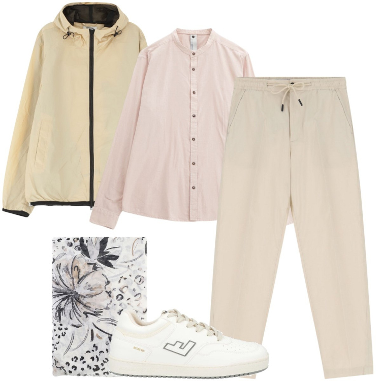 Outfit uomo - La camicia rosa. Stile Trendy per Ufficio. Abbinamento con sneakers, giacche, pantaloni chino, camicie, sciarpe e foulard.
