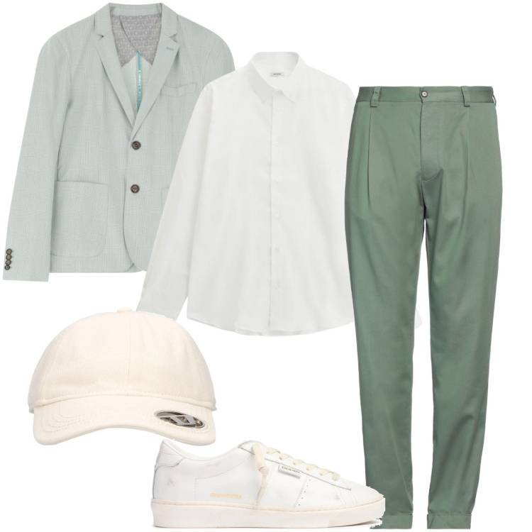 Outfit uomo - Elegante con il berretto. Stile Trendy per Ufficio. Abbinamento con pantaloni chino, giacche, camicie, sneakers, cappelli con visiera.