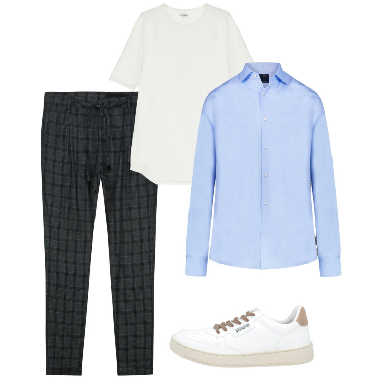 Outfit uomo - Aprile. Stile Casual per Tutti i giorni. Abbinamento con sneakers, t-shirt, camicie, pantaloni.