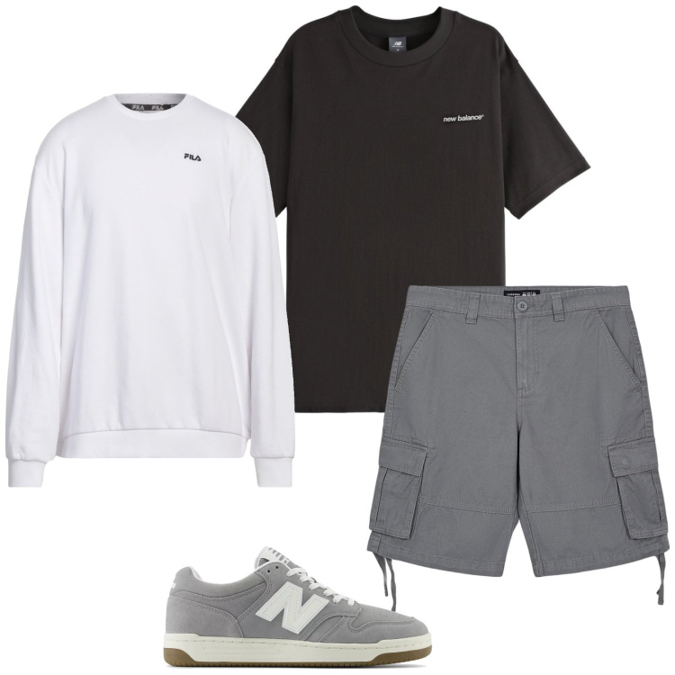 Outfit uomo - Take a walk. Stile Casual per Tutti i giorni. Abbinamento con felpe, bermuda, t-shirt, sneakers.