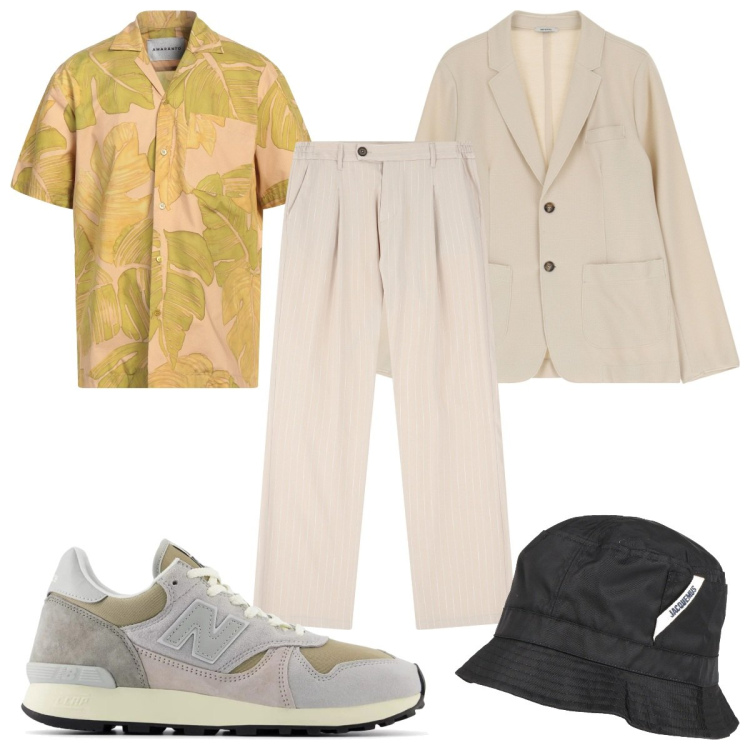 Outfit uomo - Total look #2112771. Stile Trendy per Tutti i giorni. Abbinamento con cappelli, camicie a manica corta, sneakers, pantaloni, giacche.