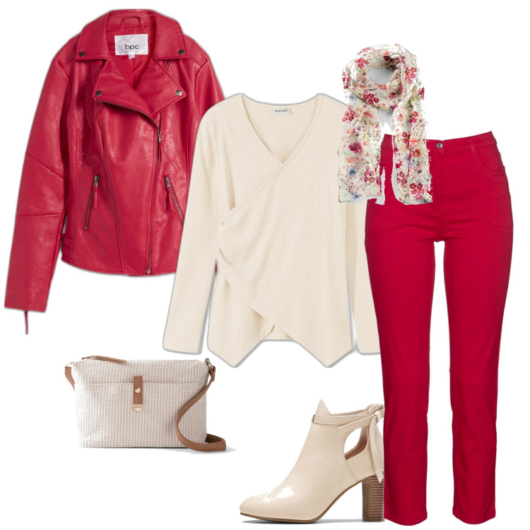 Outfit donna - Total look #2112806. Stile Casual per Tutti i giorni. Abbinamento con stivaletti, foulard, maglieria, pantaloni, blazer, borse a tracolla.