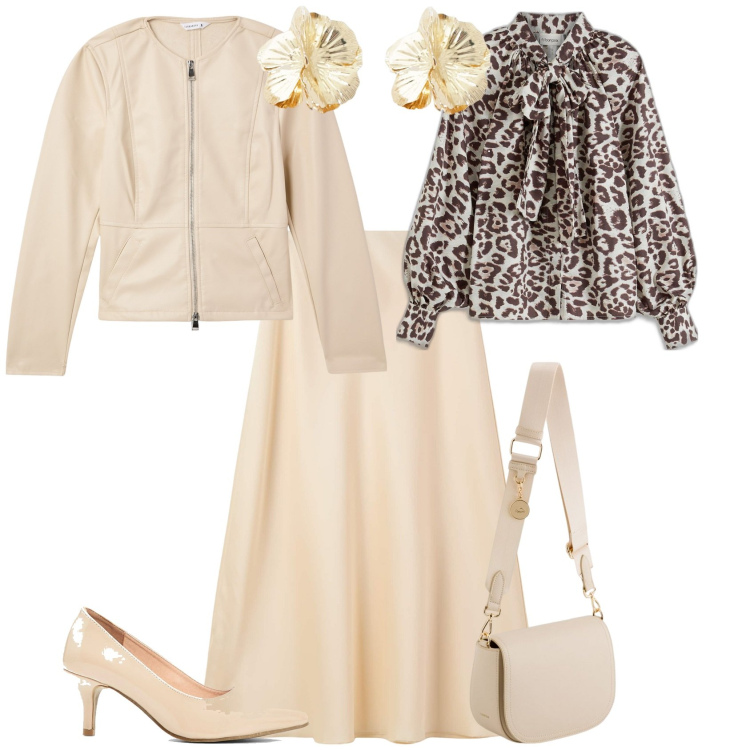 Outfit donna - Serata evento glamour cerimonia. Stile Glamour per Serata fuori. Abbinamento con camicie, décolleté, gonne lunghe, blazer, orecchini, borse a tracolla.