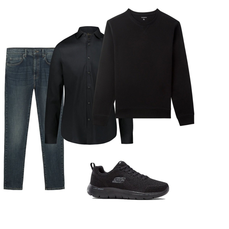 Outfit uomo - Total look #2113032. Stile Casual per Tutti i giorni. Abbinamento con sneakers, felpe, camicie, jeans.