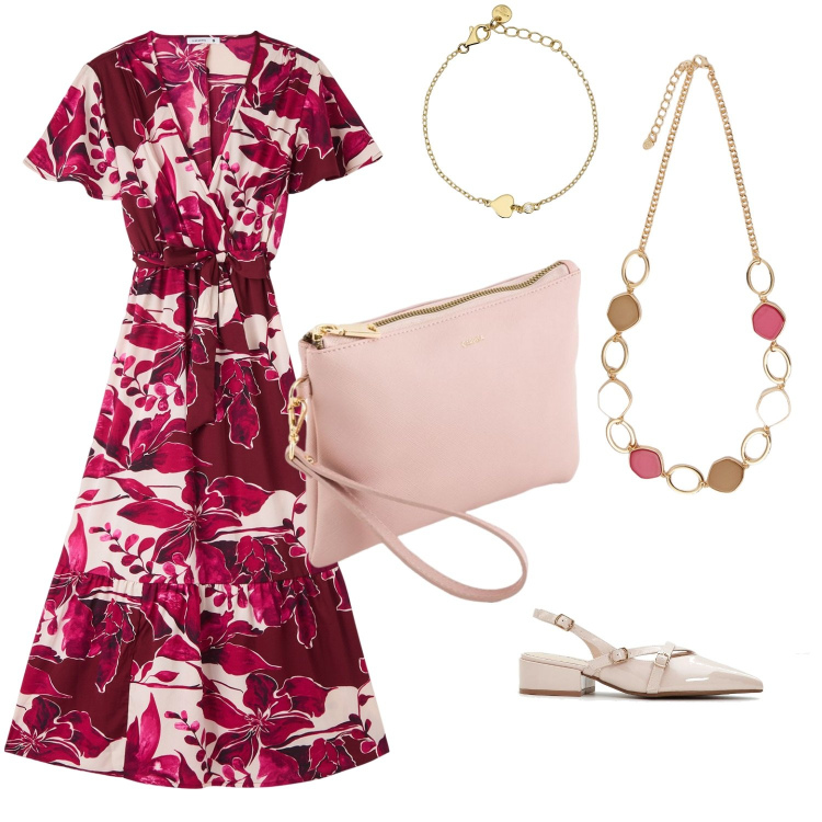 Outfit donna - Total look #2113039. Stile Glamour per Tutti i giorni. Abbinamento con décolleté, vestiti lunghi, braccialetti, collane, pochette.
