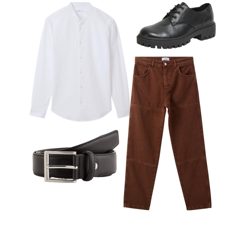 Outfit uomo - Total look. Stile Casual per Tutti i giorni. Abbinamento con pantaloni, scarpe stringate, camicie, cinture.