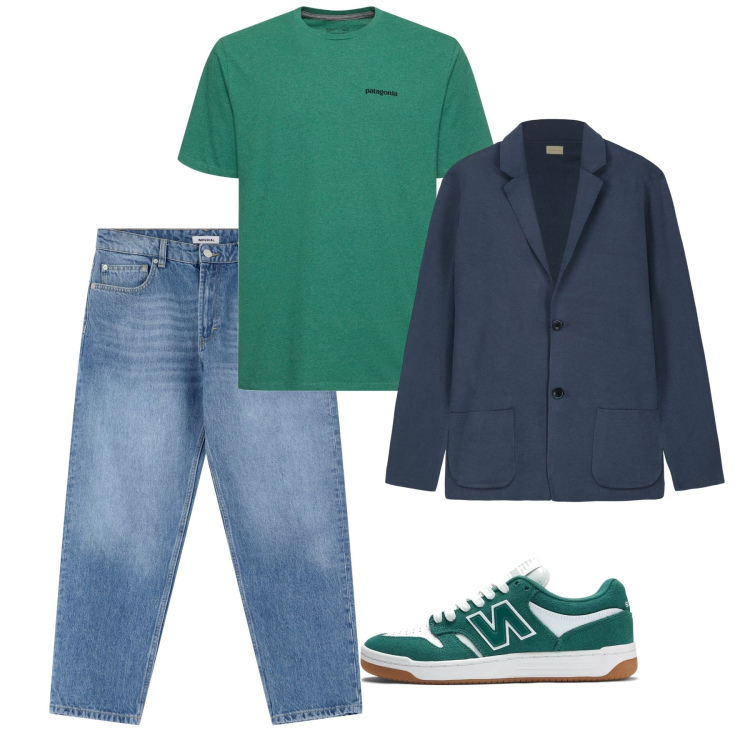 Outfit uomo - Total look. Stile Casual per Tutti i giorni. Abbinamento con sneakers, jeans, t-shirt, cardigans.