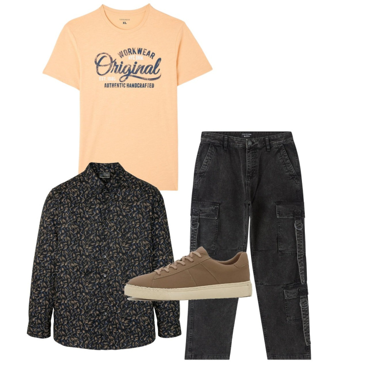 Outfit uomo - Total look. Stile Casual per Serata speciale. Abbinamento con camicie, sneakers, t-shirt, jeans.