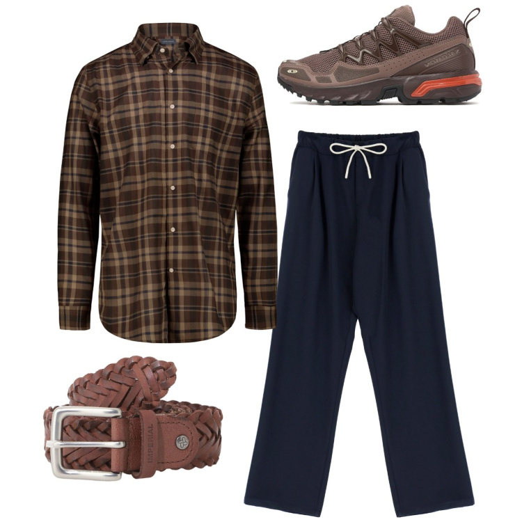 Outfit uomo - Total look. Stile Casual per Tutti i giorni. Abbinamento con cinture, pantaloni, sneakers, camicie.