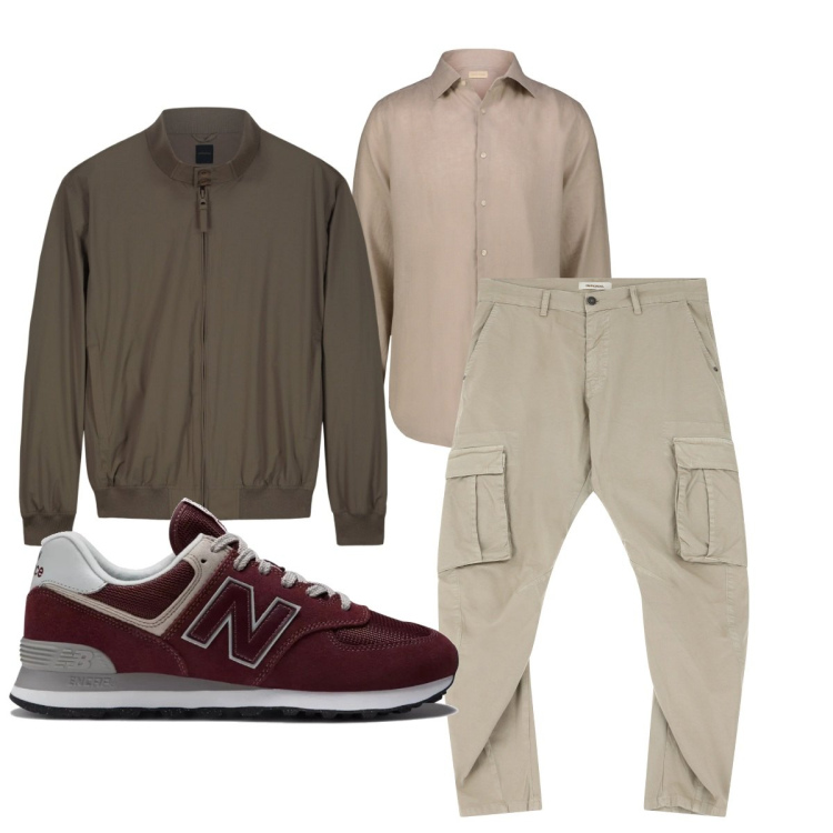 Outfit uomo - Total look #2113133. Stile Casual per Tutti i giorni. Abbinamento con sneakers, pantaloni cargo, camicie, bomber.