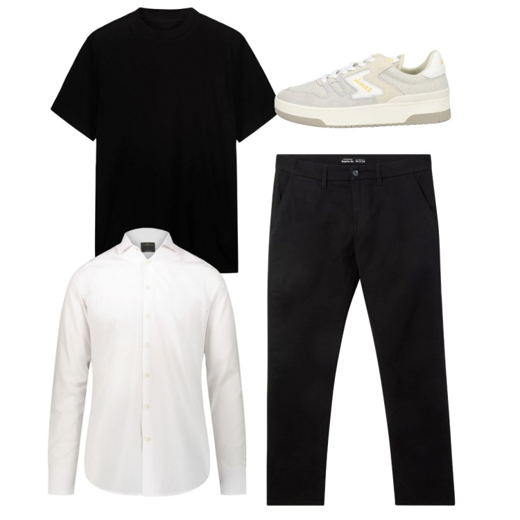 Outfit uomo - Total look. Stile Urban per Tutti i giorni. Abbinamento con sneakers, pantaloni chino, camicie, t-shirt.