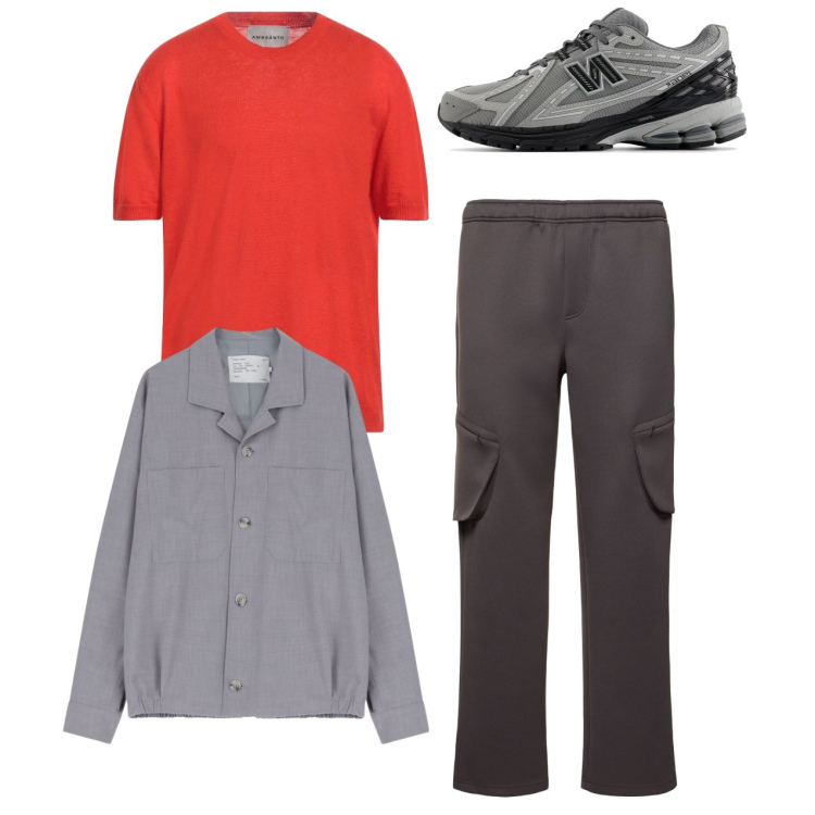 Outfit uomo - Total look. Stile Casual per Tutti i giorni. Abbinamento con pullovers, sneakers, cappotti, pantaloni cargo.