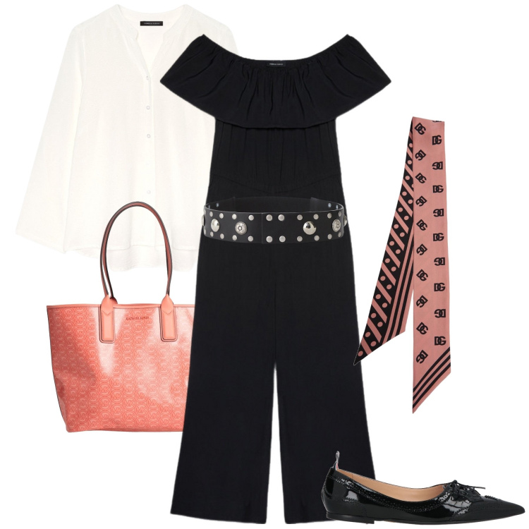 Outfit donna - La jumpsuit nera. Stile Bon Ton per Serata fuori. Abbinamento con borse a mano, ballerine, cinture, camicie, tute, foulard.