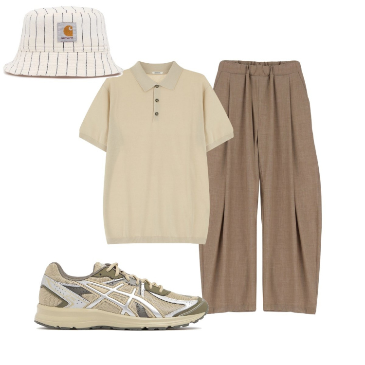 Outfit uomo - Semplice ma stiloso. Stile Trendy per Tutti i giorni. Abbinamento con pantaloni, polo, cappelli, sneakers.