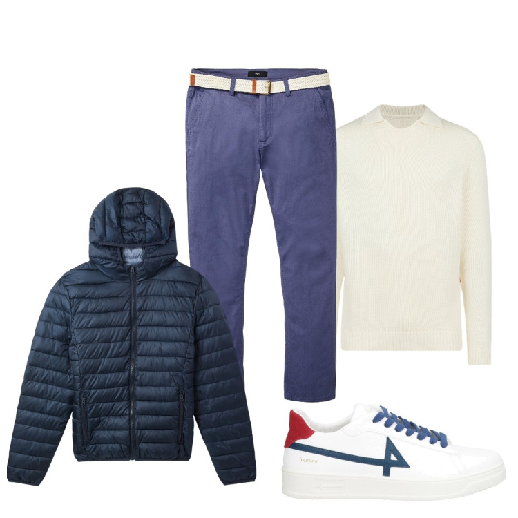 Outfit uomo - In questo periodo 100gr indispensabile. Stile Casual per Tutti i giorni. Abbinamento con pantaloni chino, sneakers, piumini, maglieria.
