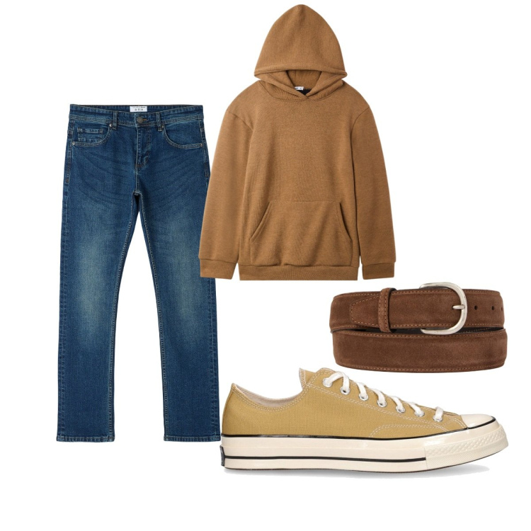 Outfit uomo - Total look #2113297. Stile Casual per Tutti i giorni. Abbinamento con jeans dritti, felpe, cinture, sneakers.