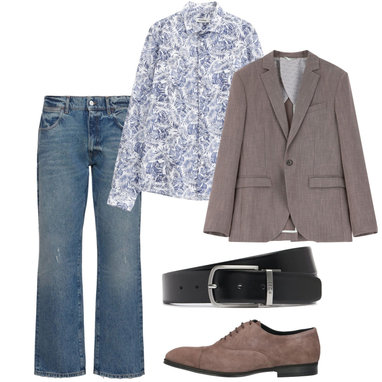Outfit uomo - Trendy day. Stile Trendy per Tutti i giorni. Abbinamento con scarpe stringate, giacche, camicie, cinture, jeans.