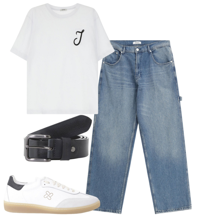 Outfit uomo - Total look #2113395. Stile Casual per Tutti i giorni. Abbinamento con jeans, sneakers, cinture, t-shirt.
