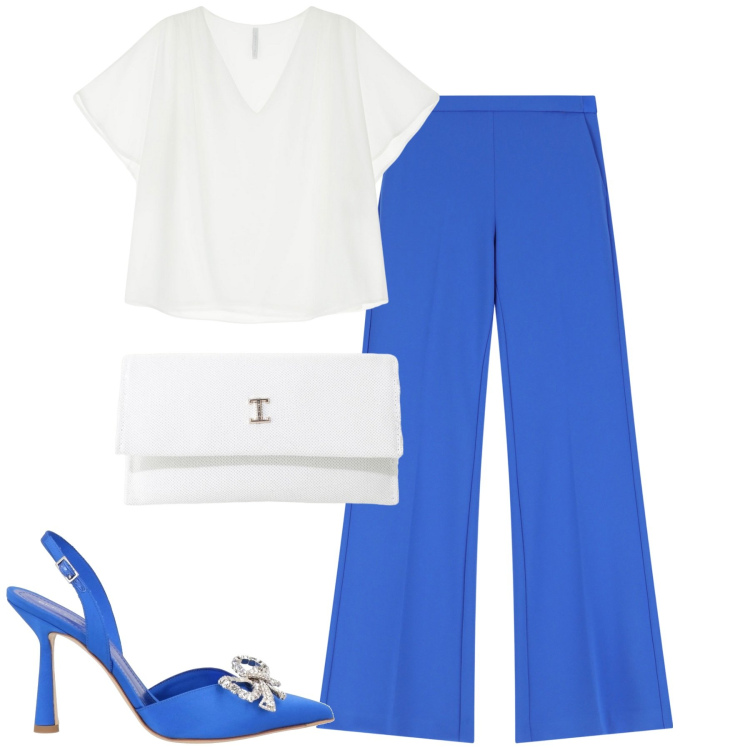 Outfit donna - City. Stile Minimal per Serata fuori. Abbinamento con décolleté, borse a tracolla, pantaloni, top.