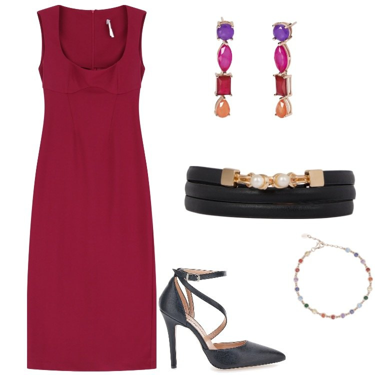 Outfit donna - Orecchini Fusion Stone. Stile Bon Ton per Serata fuori. Abbinamento con braccialetti, orecchini, vestiti midi/longuette, décolleté, cinture.