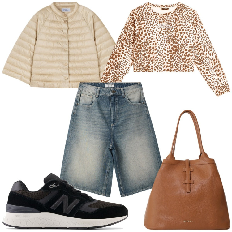 Outfit donna - Total look #2113529. Stile Trendy per Tutti i giorni. Abbinamento con bermuda, sneakers, borse tote, felpe, cappe.