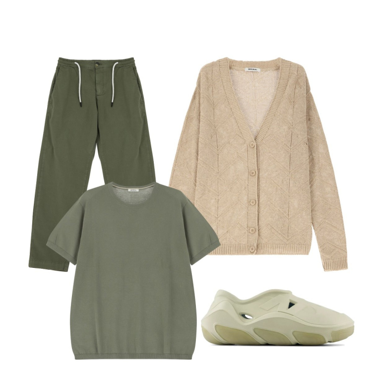 Outfit uomo - Total look #2113540. Stile Casual per Tutti i giorni. Abbinamento con sneakers, cardigans, pantaloni chino, t-shirt.