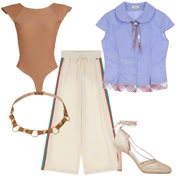 Outfit donna - Ipsie Dixie. Stile Trendy per Tutti i giorni. Abbinamento con body, camicie a manica corta, cinture, décolleté, pantaloni.