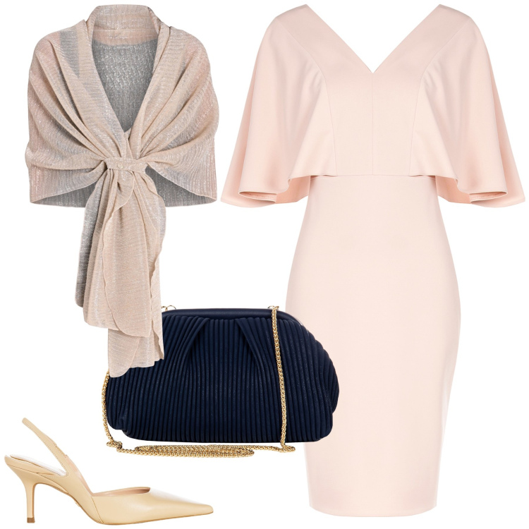 Outfit donna - Cerimonia Rinascimento. Stile Glamour per Cerimonia. Abbinamento con stole, vestiti a tubino, pochette, décolleté.