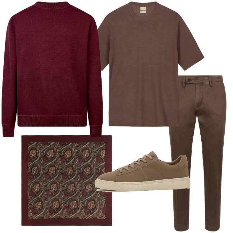 Outfit uomo - Doppelganger basic. Stile Casual per Tutti i giorni. Abbinamento con sneakers, maglieria, pantaloni chino, t-shirt, sciarpe e foulard.