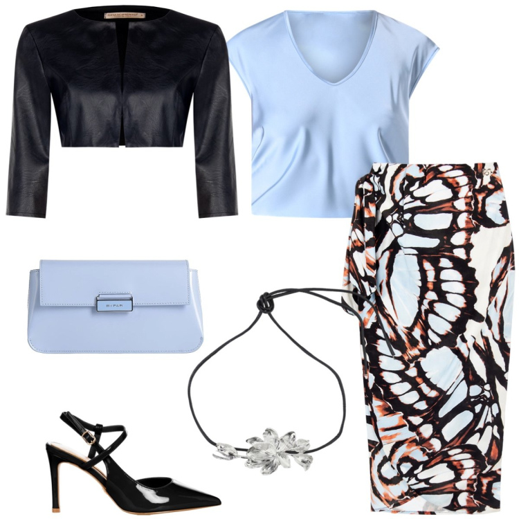 Outfit donna - Batik. Stile Chic per Serata fuori. Abbinamento con borse a mano, collane, bluse, gonne longuette, décolleté, bolero.