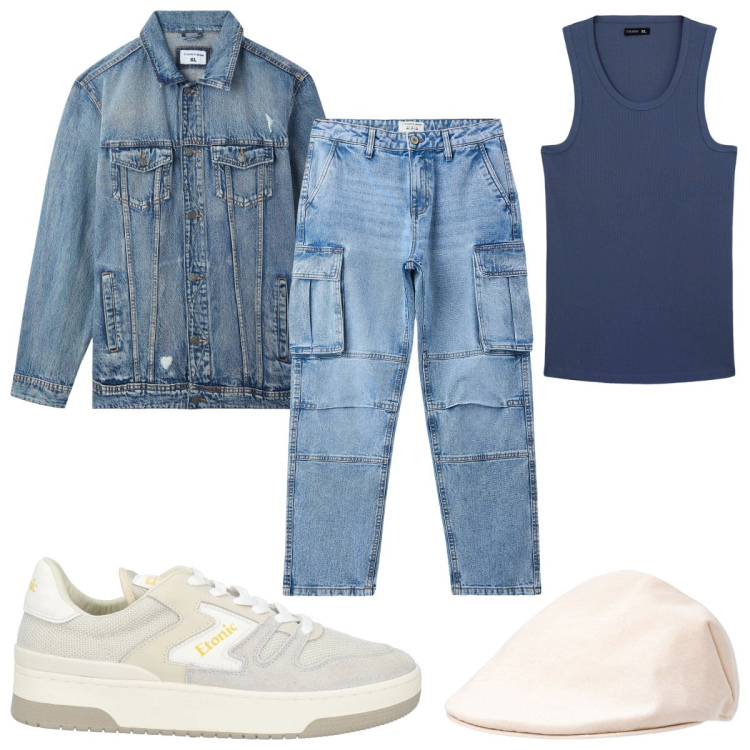 Outfit uomo - Total look #2113799. Stile Trendy per Tutti i giorni. Abbinamento con sneakers, giacche, canottiere, jeans, cappelli e berretti.
