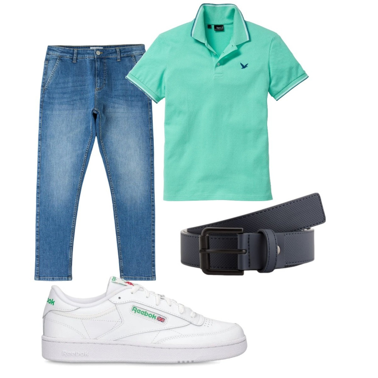 Outfit uomo - Total look #2113802. Stile Casual per Tutti i giorni. Abbinamento con polo, jeans skinny, cinture, sneakers.
