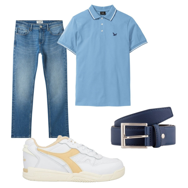 Outfit uomo - Total look #2113815. Stile Casual per Tutti i giorni. Abbinamento con polo, sneakers, jeans, cinture.