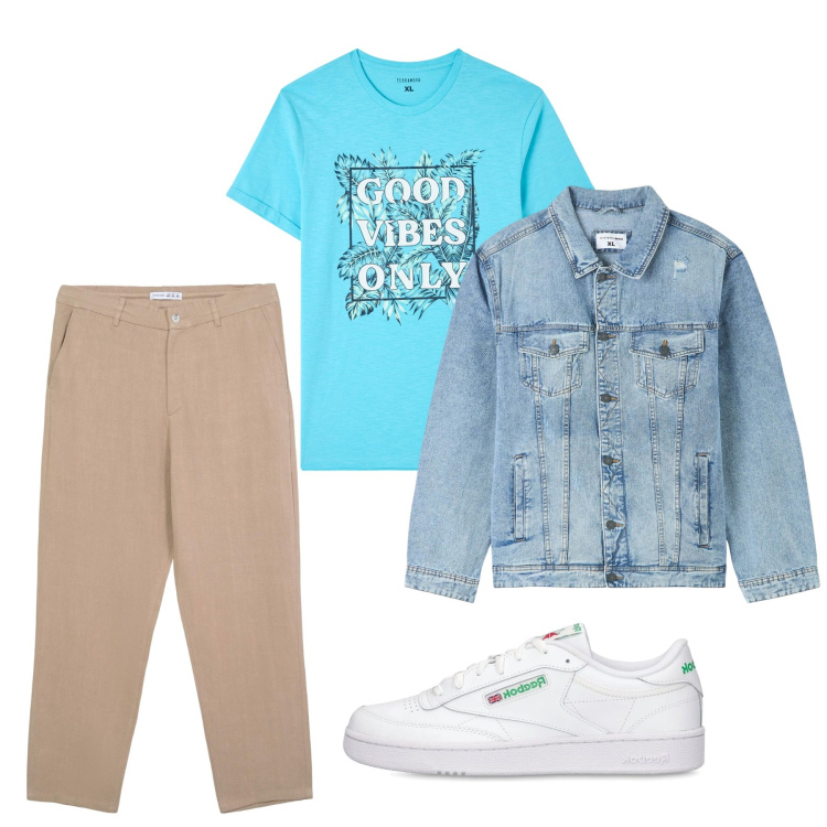 Outfit uomo - Total look. Stile Casual per Tutti i giorni. Abbinamento con giacche, t-shirt, pantaloni chino, sneakers.