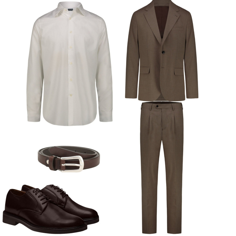 Outfit uomo - Abito doppelganger. Stile Business/Elegante per Tutti i giorni. Abbinamento con cinture, scarpe stringate, camicie, abiti.