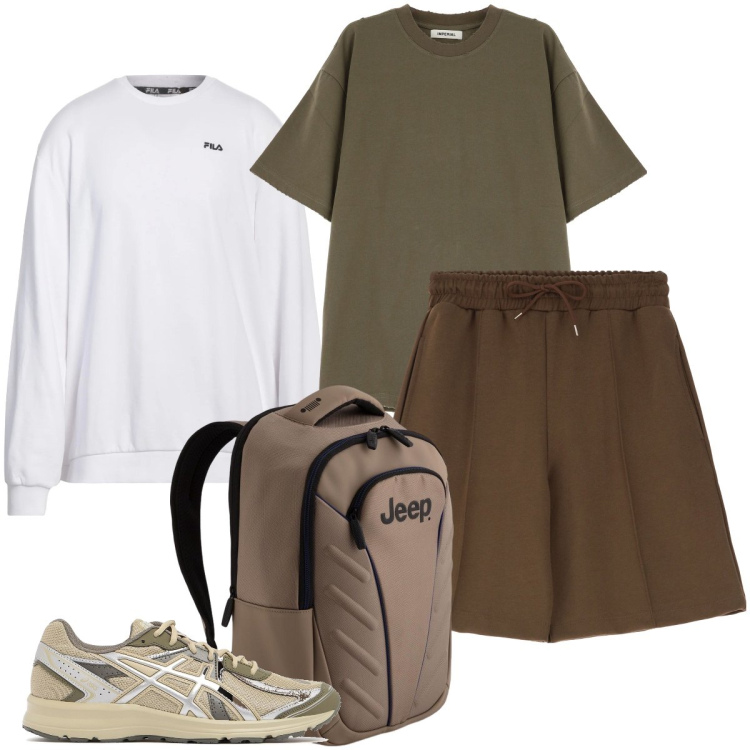 Outfit uomo - Le bermuda sportive. Stile Casual per Sport. Abbinamento con felpe, bermuda, t-shirt, borse sportive, sneakers.