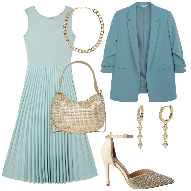 Outfit donna - Occasioni speciali Terranova. Stile Glamour per Cerimonia. Abbinamento con vestiti lunghi, décolleté, collane, blazer, borse a spalla, orecchini.