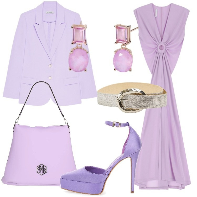 Outfit donna - Accessori statement per la primavera. Stile Chic per Serata fuori. Abbinamento con borse a spalla, cinture, orecchini, vestiti lunghi, blazer, décolleté.