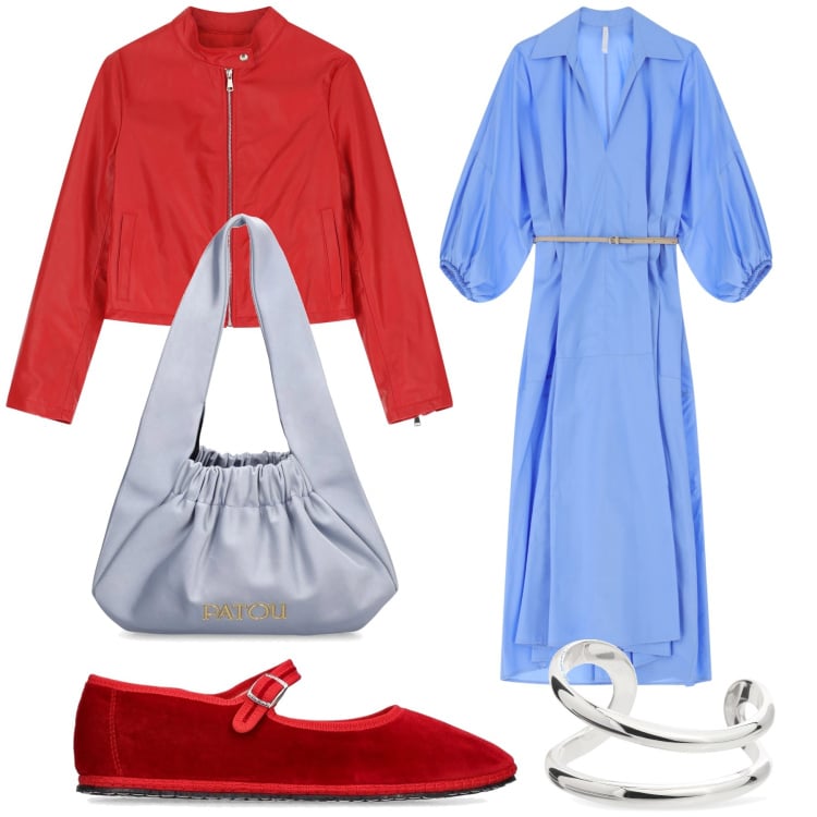 Outfit donna - Il the del pomeriggio. Stile Urban per Tutti i giorni. Abbinamento con vestiti lunghi, giacche, braccialetti, borse a spalla, ballerine.