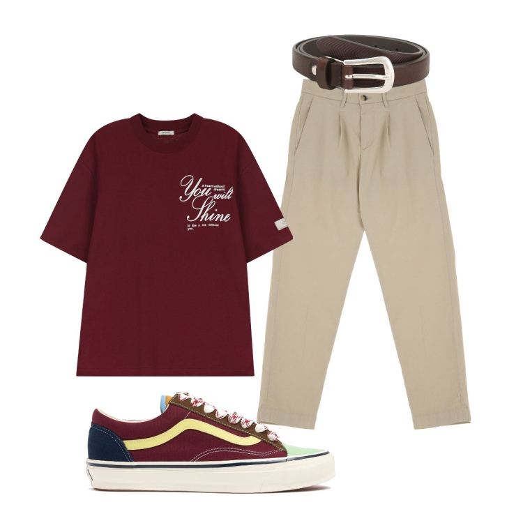 Outfit uomo - Total look #2114169. Stile Casual per Tutti i giorni. Abbinamento con cinture, pantaloni chino, t-shirt, sneakers.