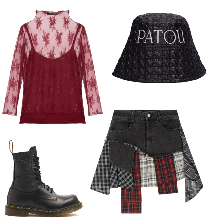 Outfit donna - Party. Stile Boho Abbinamento con minigonne, t-shirt, cappelli, stivali.